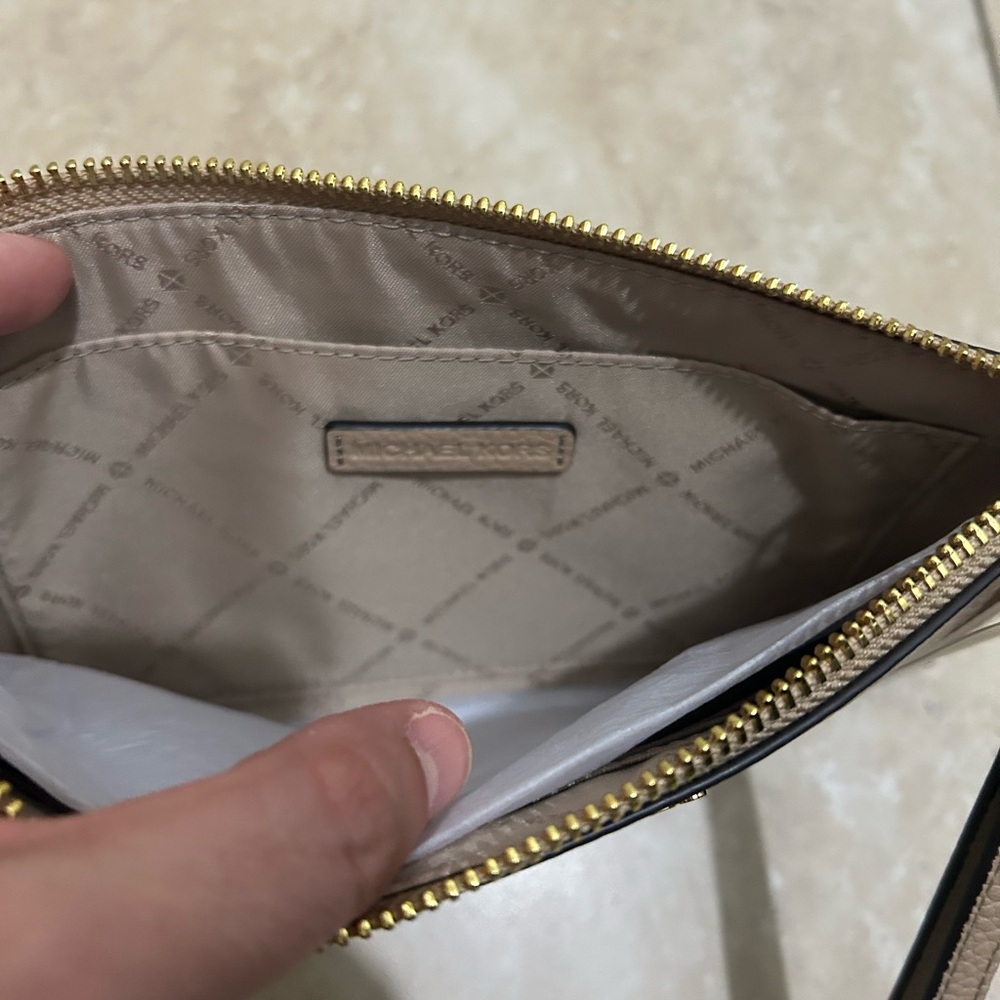 Michael Kors Beige Wristlet with Gold Accents - Picture 8 of 11